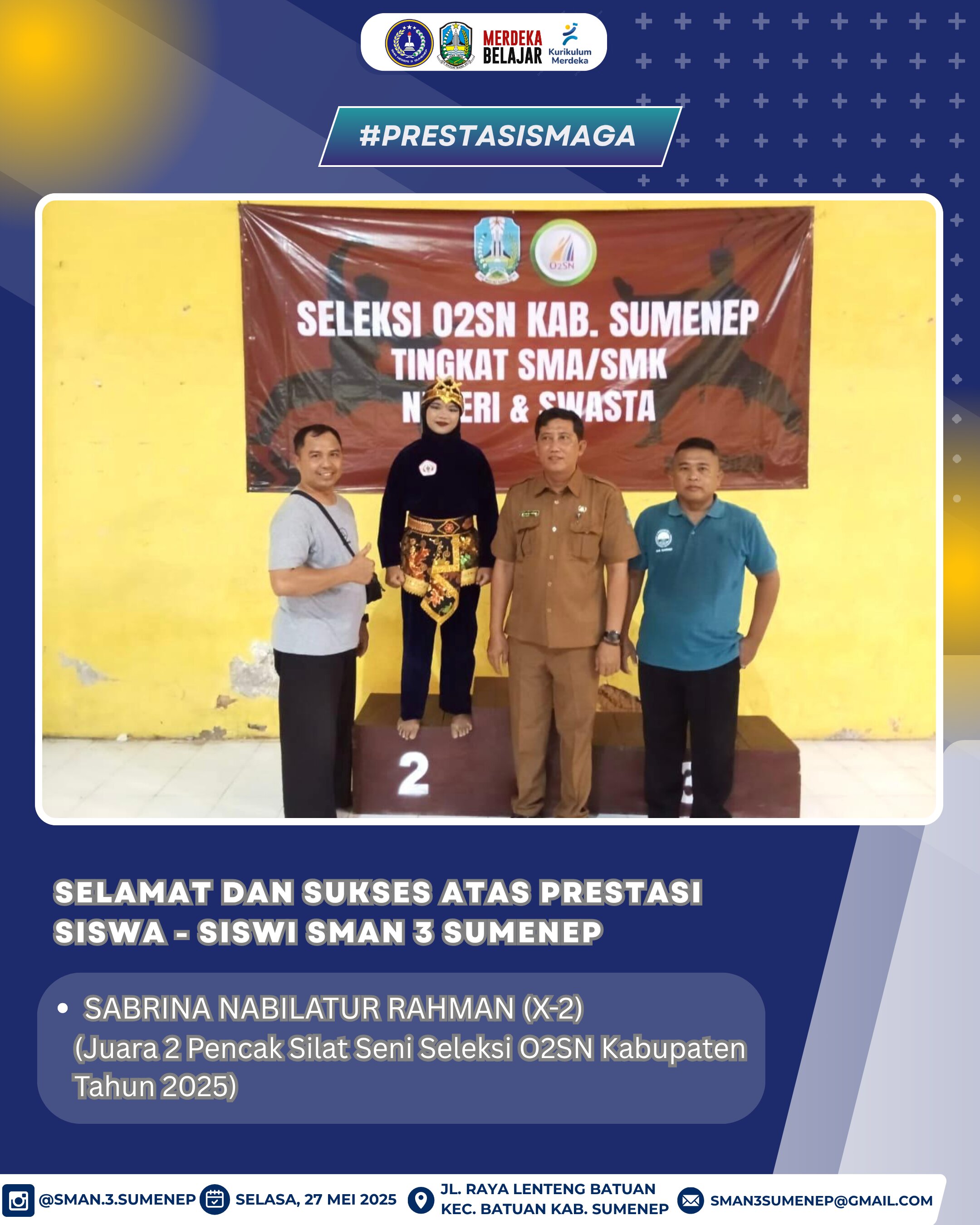 JUARA 2 PENCAK SILAT SENI SABRINA NABILATUR RAHMAN  SELEKSI 02SN KABUPATEN TAHUN 2025 